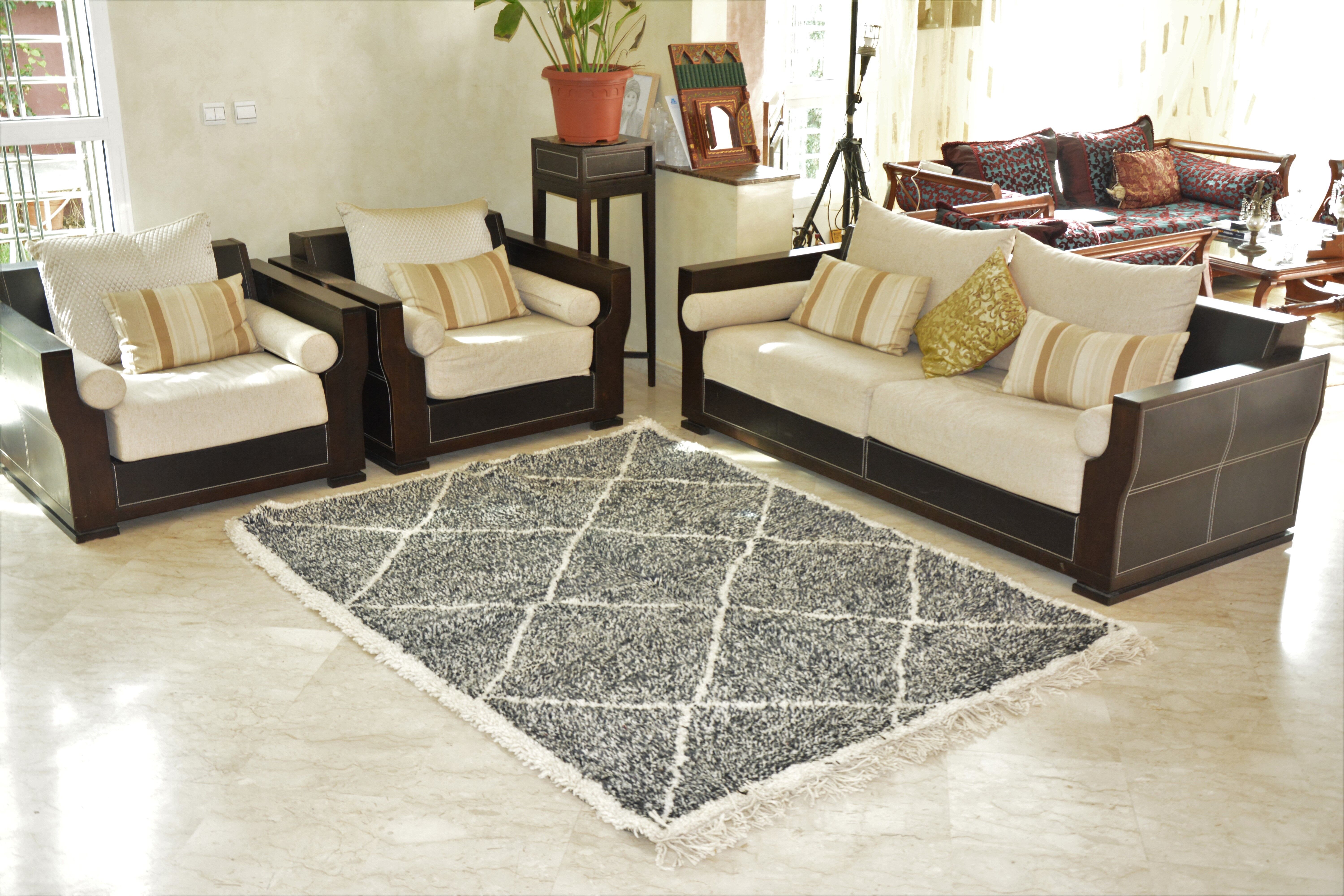 Tapis berbère noir laine 170x225 cm