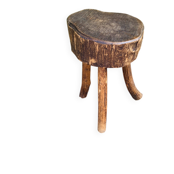Tabouret tripode en bois massif