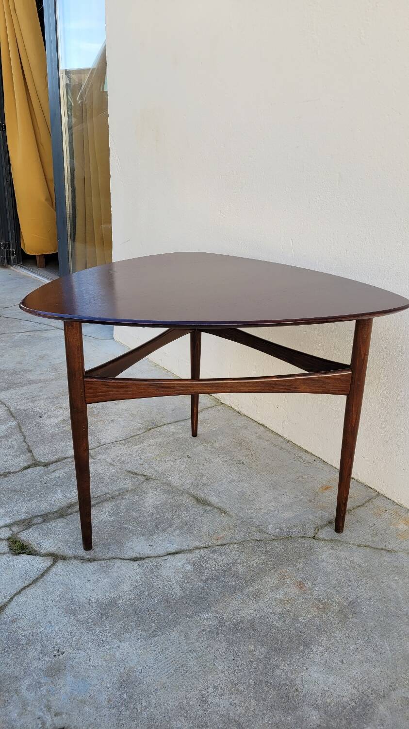 1960s Scandinavian tripod coffee table in teak