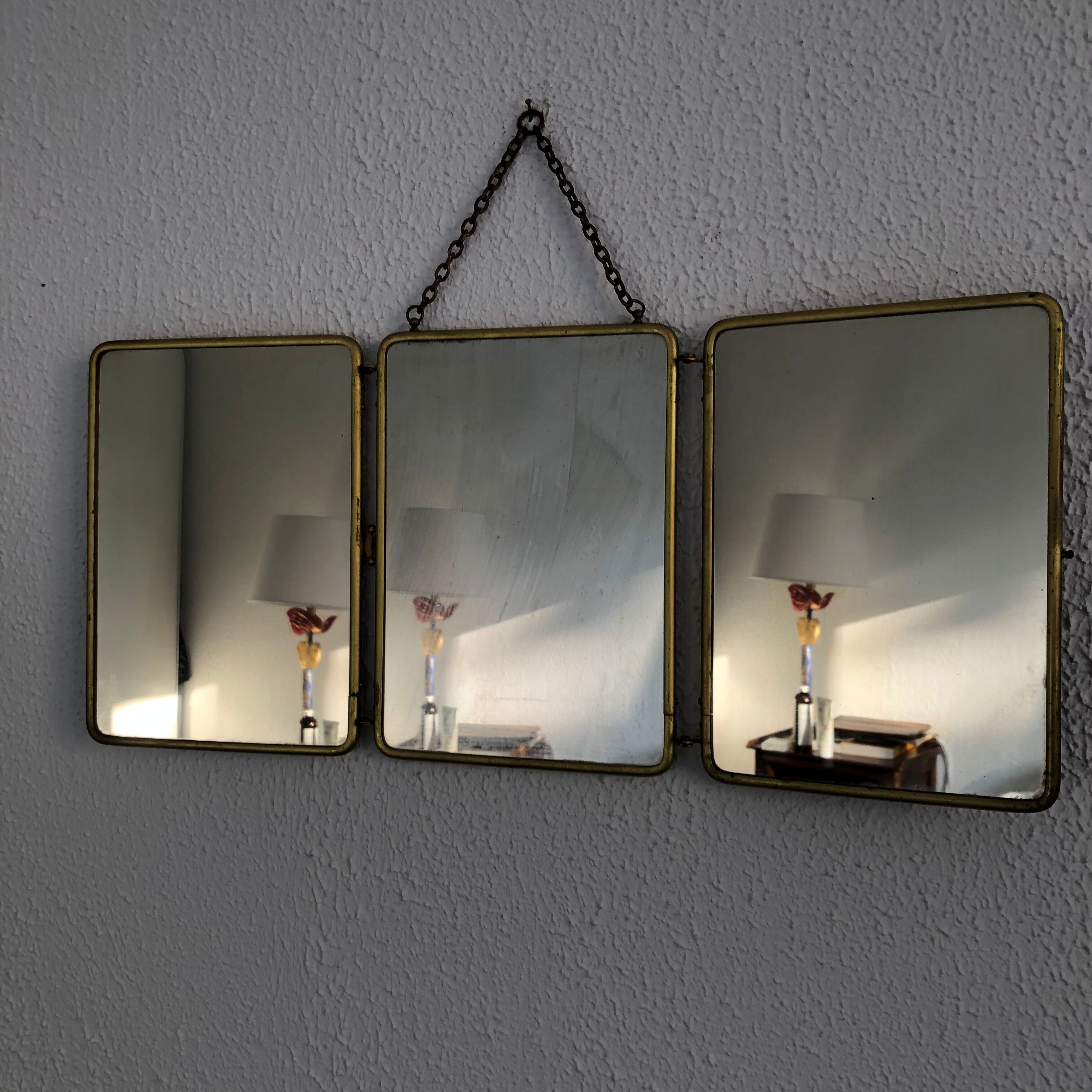 Mirror triptych vintage barber 1920 - 21 x 48 cm