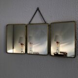 Mirror triptych vintage barber 1920 - 21 x 48 cm