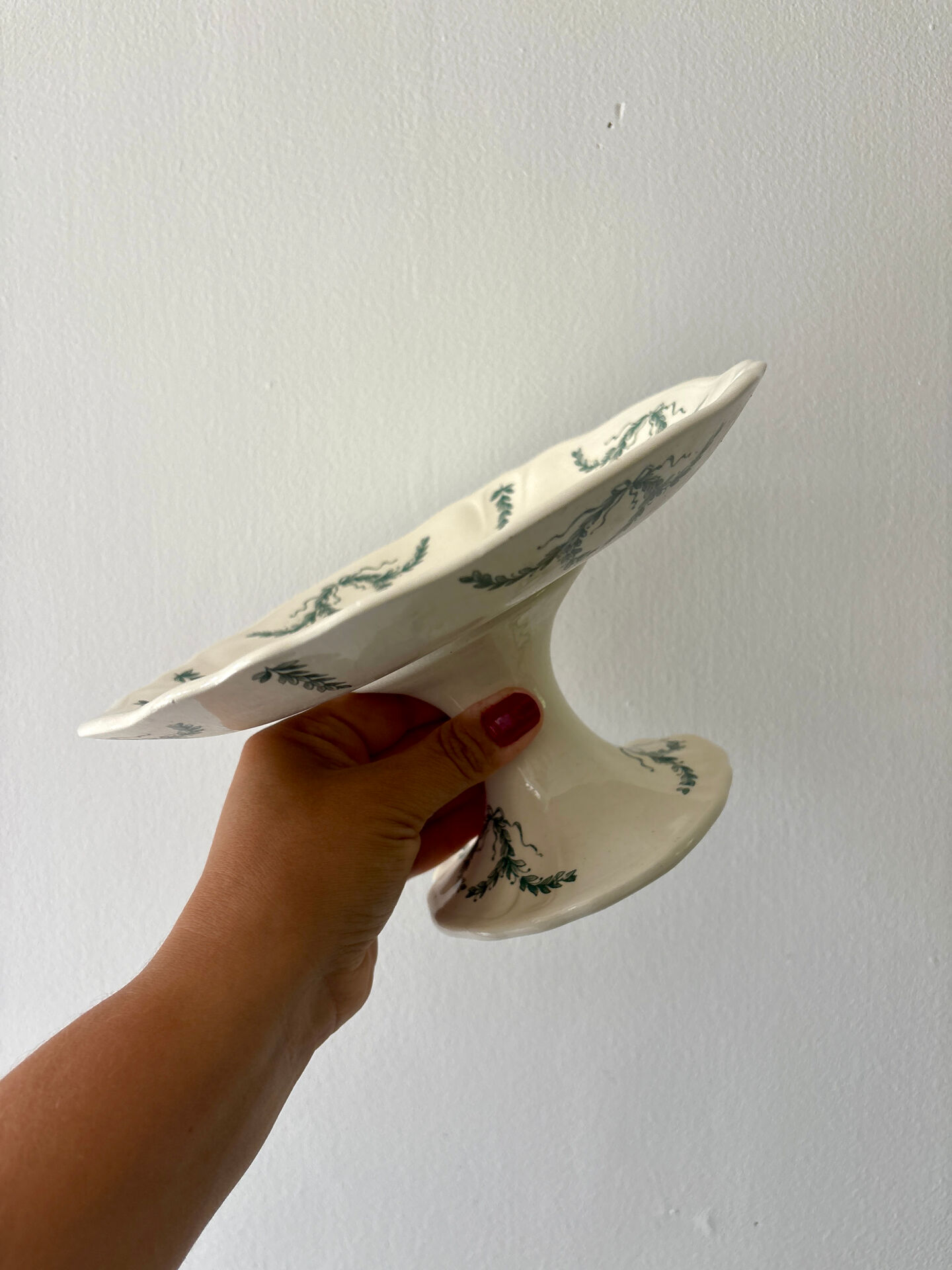 Compote dish or antique footed plate in ironstone - Villey de Longc