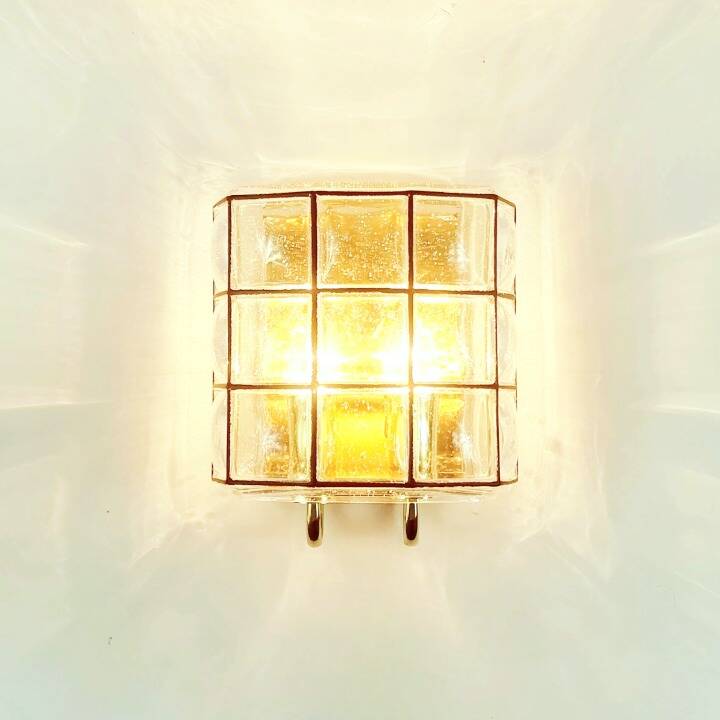 Pair of Mid-Century Glass & Brass Wall Lights from Limburg, Germany, 1960s