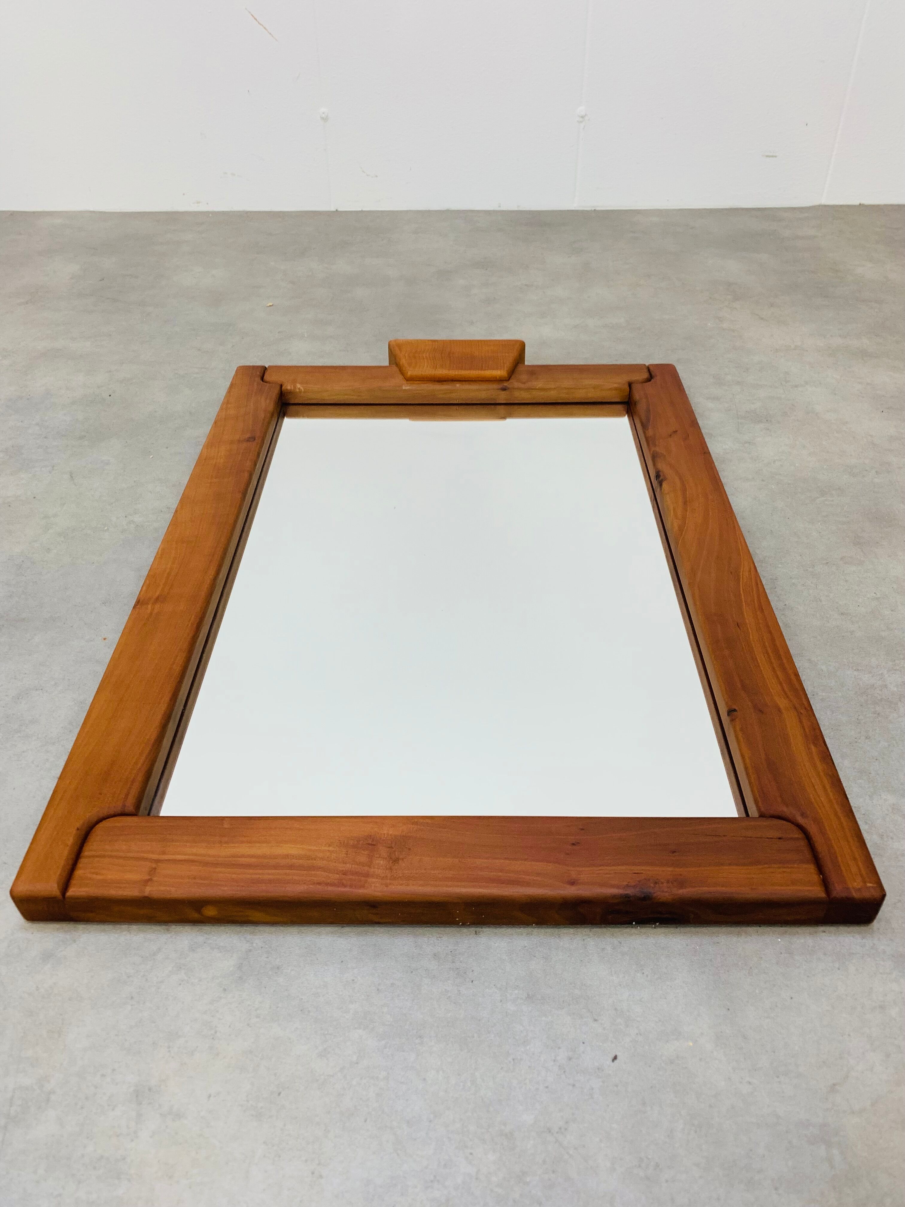 Brutalist elm mirror 70s, solid wood