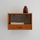 1960s Scandinavian oak wall-mounted nightstand