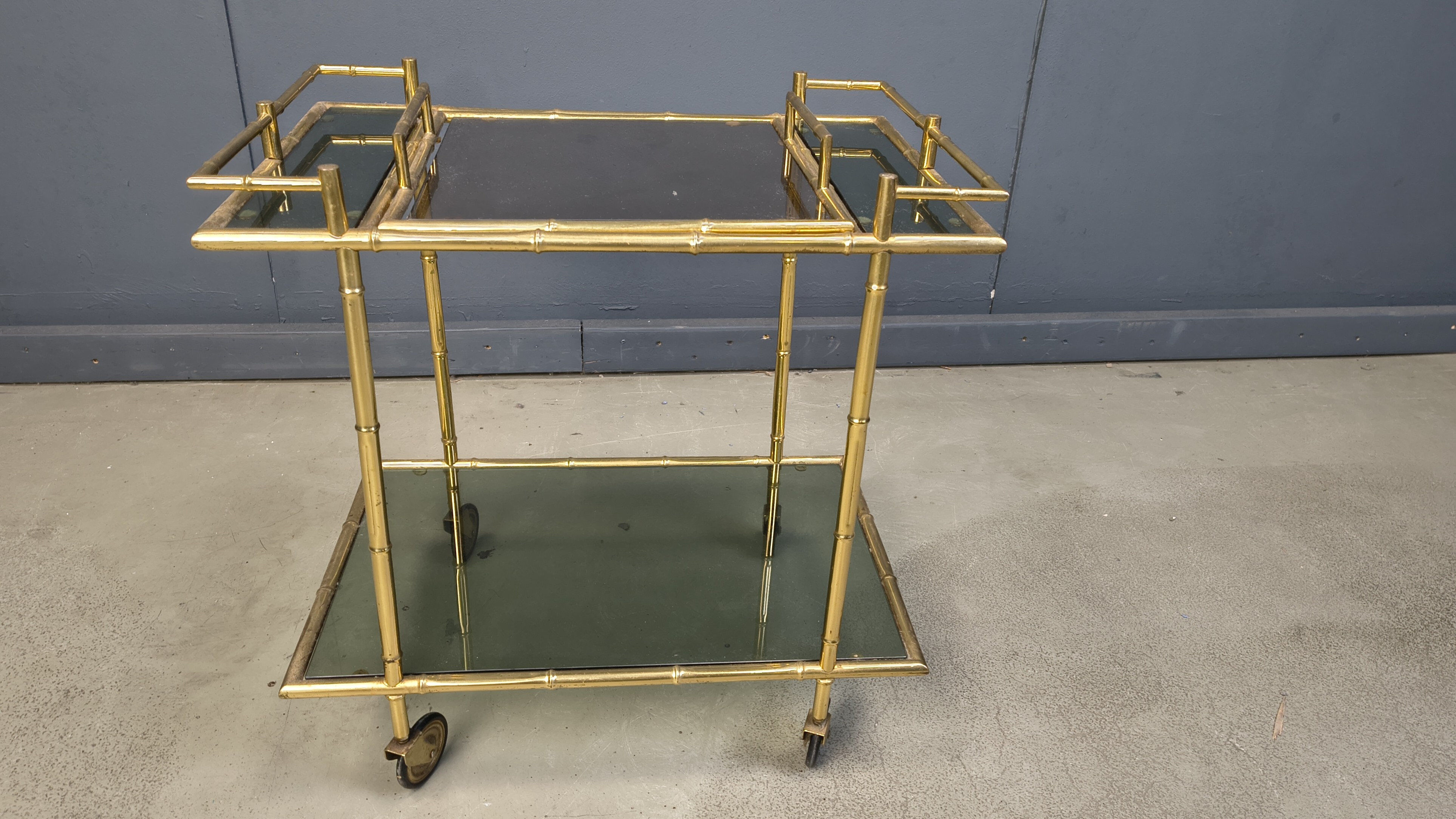 Vintage brass faux bamboo trolley, 1960s