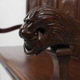 Banc à dossier haut en chêne sculpté de style gothique, France XVIIIe siècle