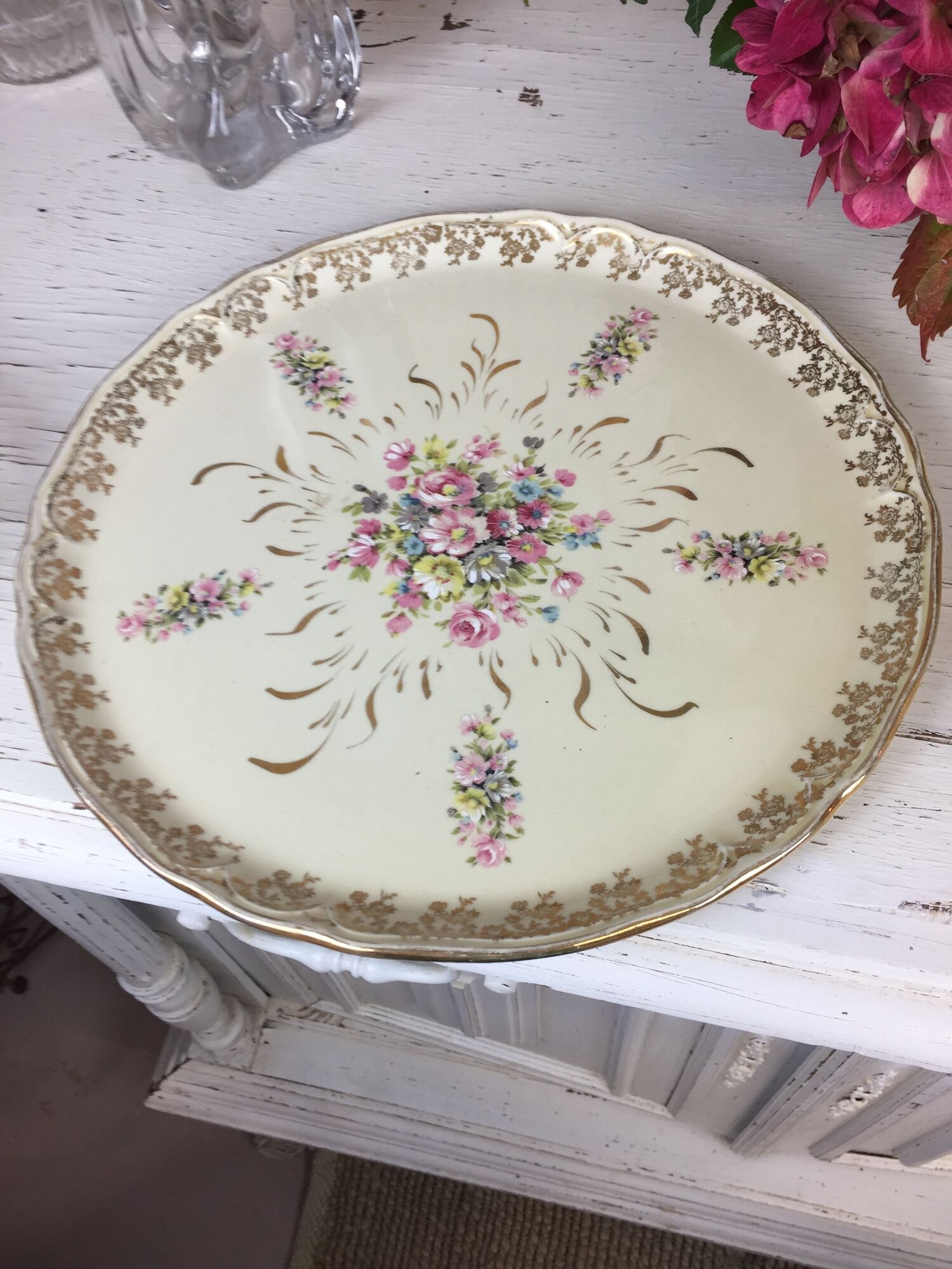 Round dish floral decoration made in france porcelain Limoges