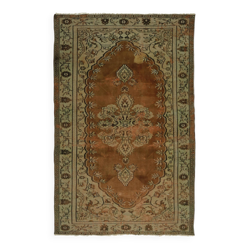 Tapis Turc Vintage Floral Médaillon Beige Terracotta 268 x 170 cm