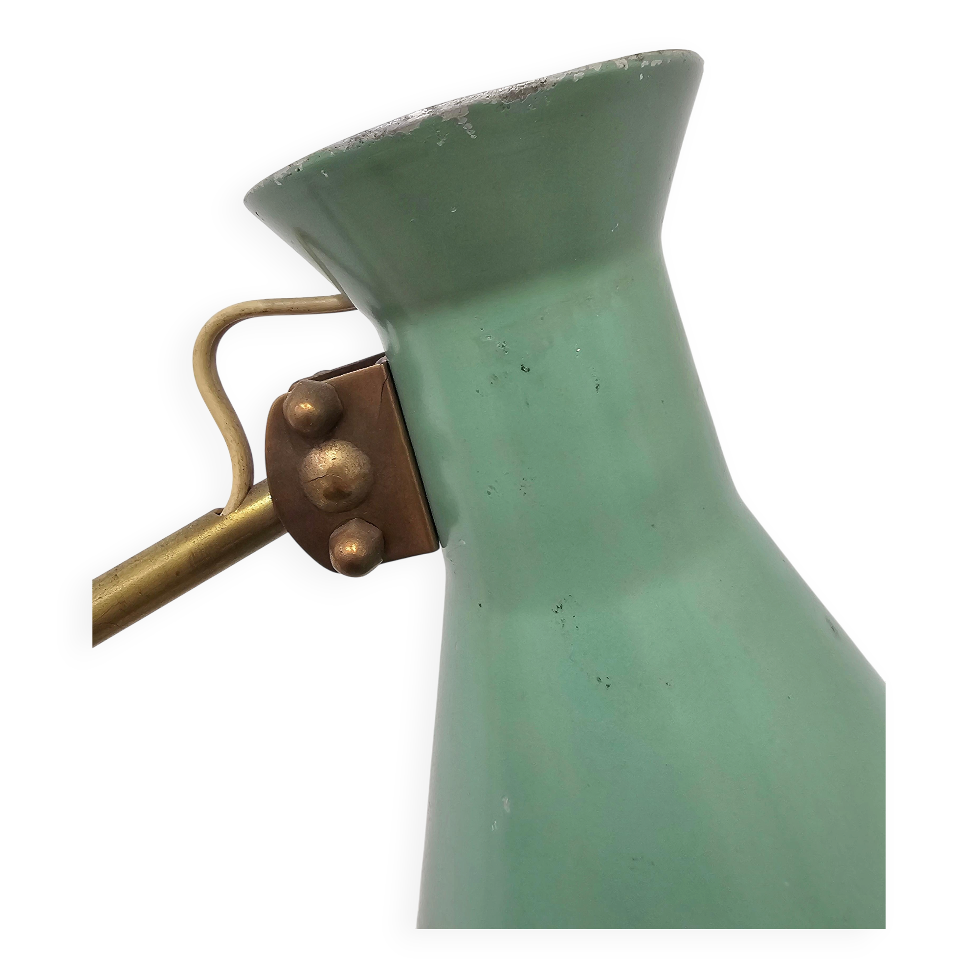 Mid-Century table lamp with a conical metal shade, attributed to Stilnovo.