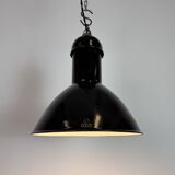 Black Enamel Industrial Pendant Lamp from AEG, 1930s
