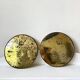 Round mirrors strapping in vintage gilded brass
