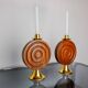 Pair of brutalist candlesticks by Ardisur, bronze and wood, Spain, 1970