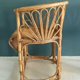 Pair of armchairs in rattan 50s