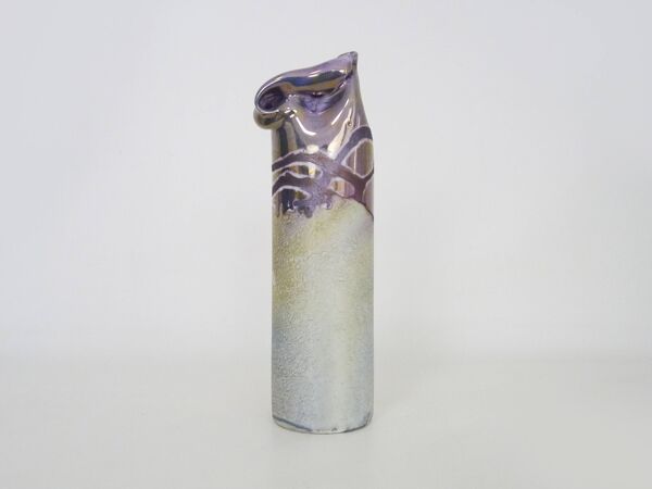 Vase Joseph Bougère Irisé violet rose en céramique signé JB 1989