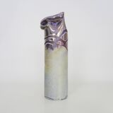 Joseph Bougère Iridescent purple pink ceramic vase signed JB 1989