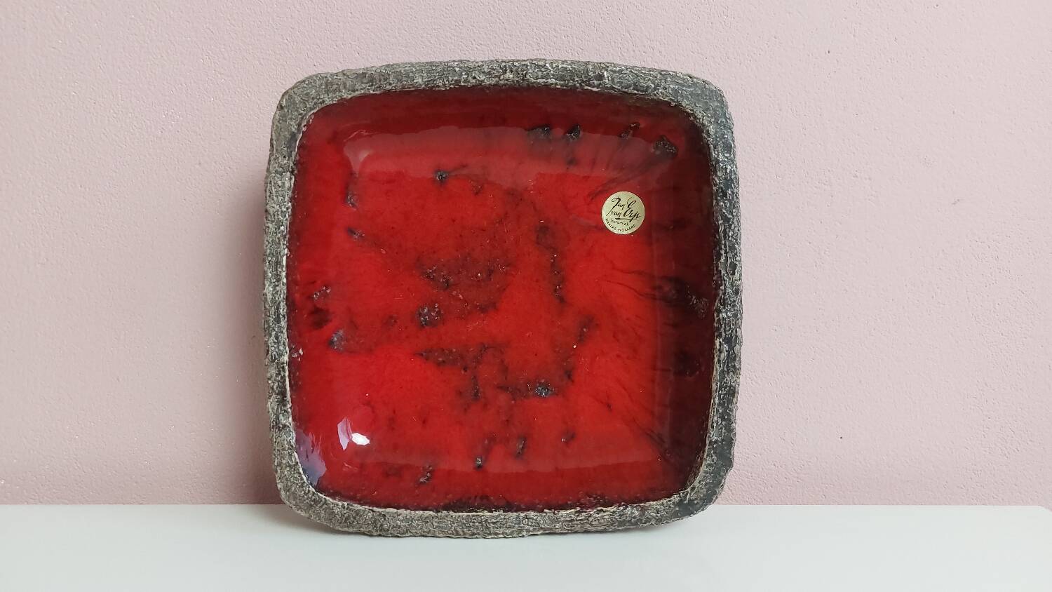 2x Vintage Fat Lava Schaal door Jan van Erp 1960's.