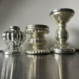 Set of 3 vintage mercury glass candleholders