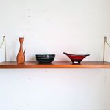 Teak and brass shelf, vintage scandinavian 1960s