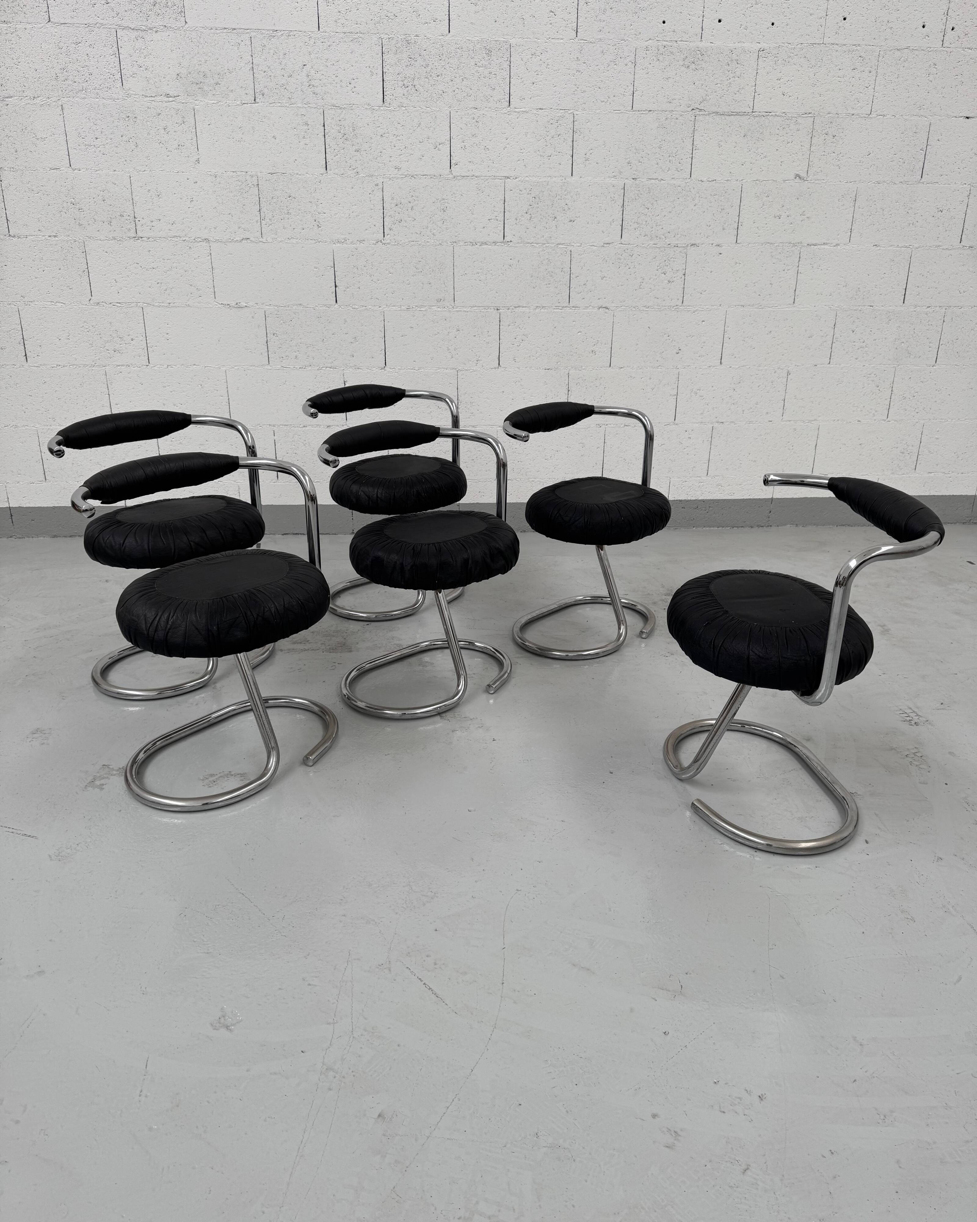 Ensemble de 6 chaises "Cobra" par Giotto Stoppino 70's