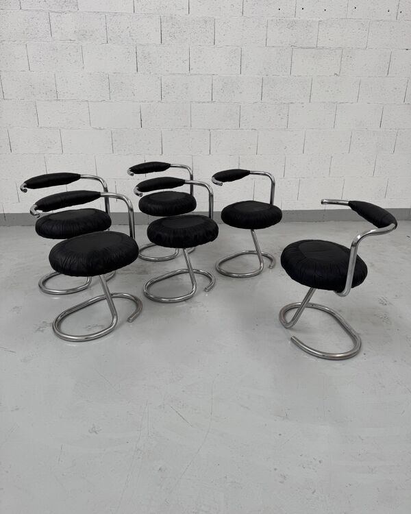 Ensemble de 6 chaises ''Cobra'' par Giotto Stoppino 70's