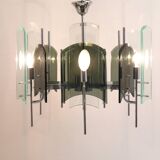 Large glass pendant lamp in Fontana Arte style, mid-century, Italy, 1960s.