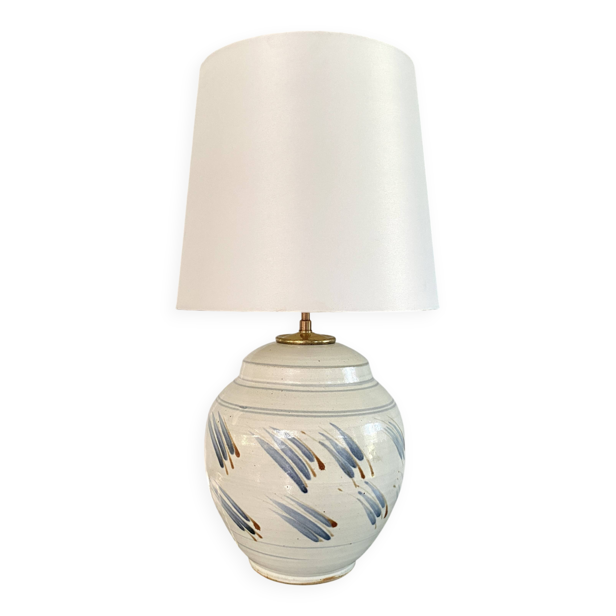 Pied de lampe céramique, câble tissu neuf 200 cm