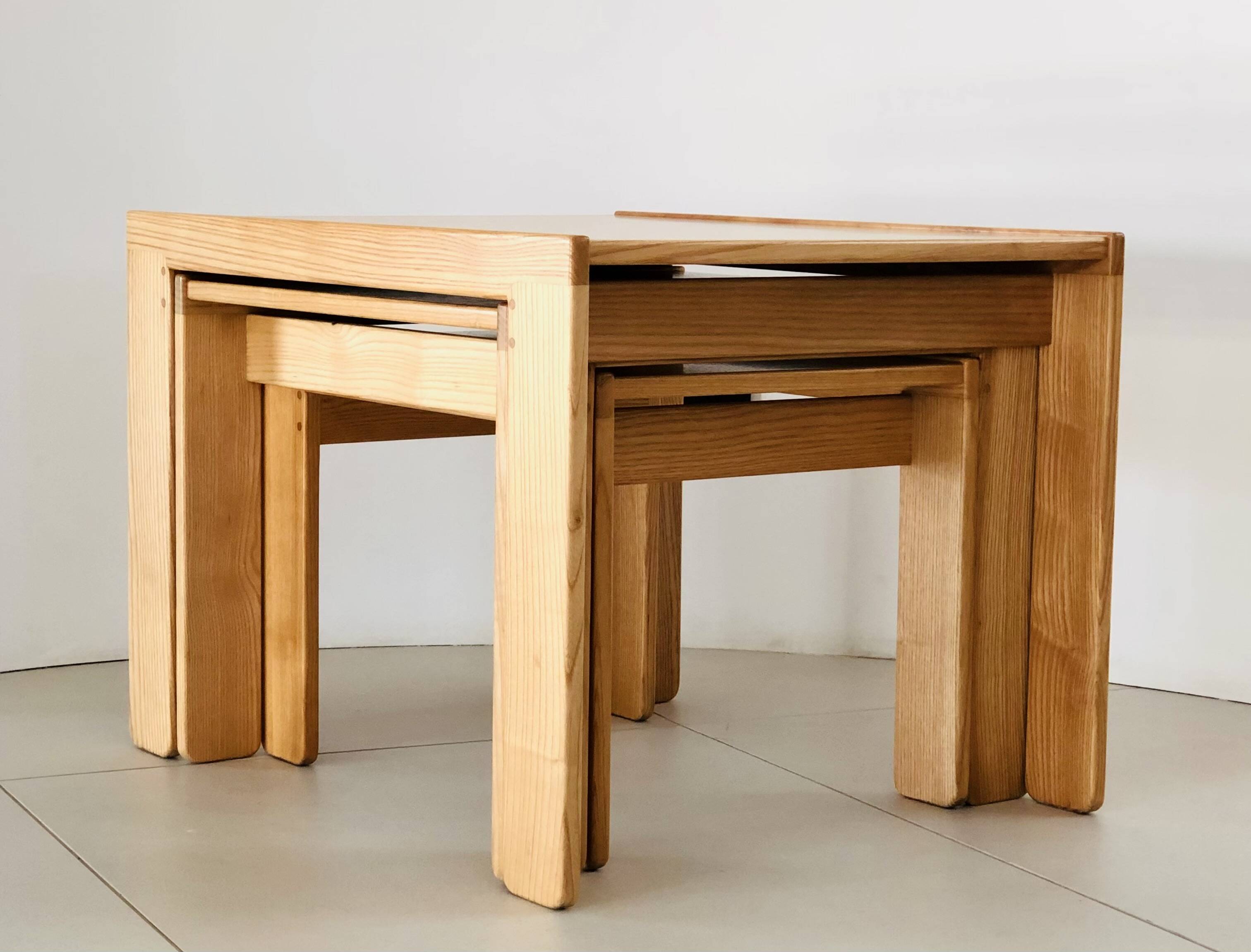 Model 777 ash nesting tables by Afra & Tobia Scarpa for Cassina, Italy 1960s