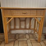 Rattan and cane desk
