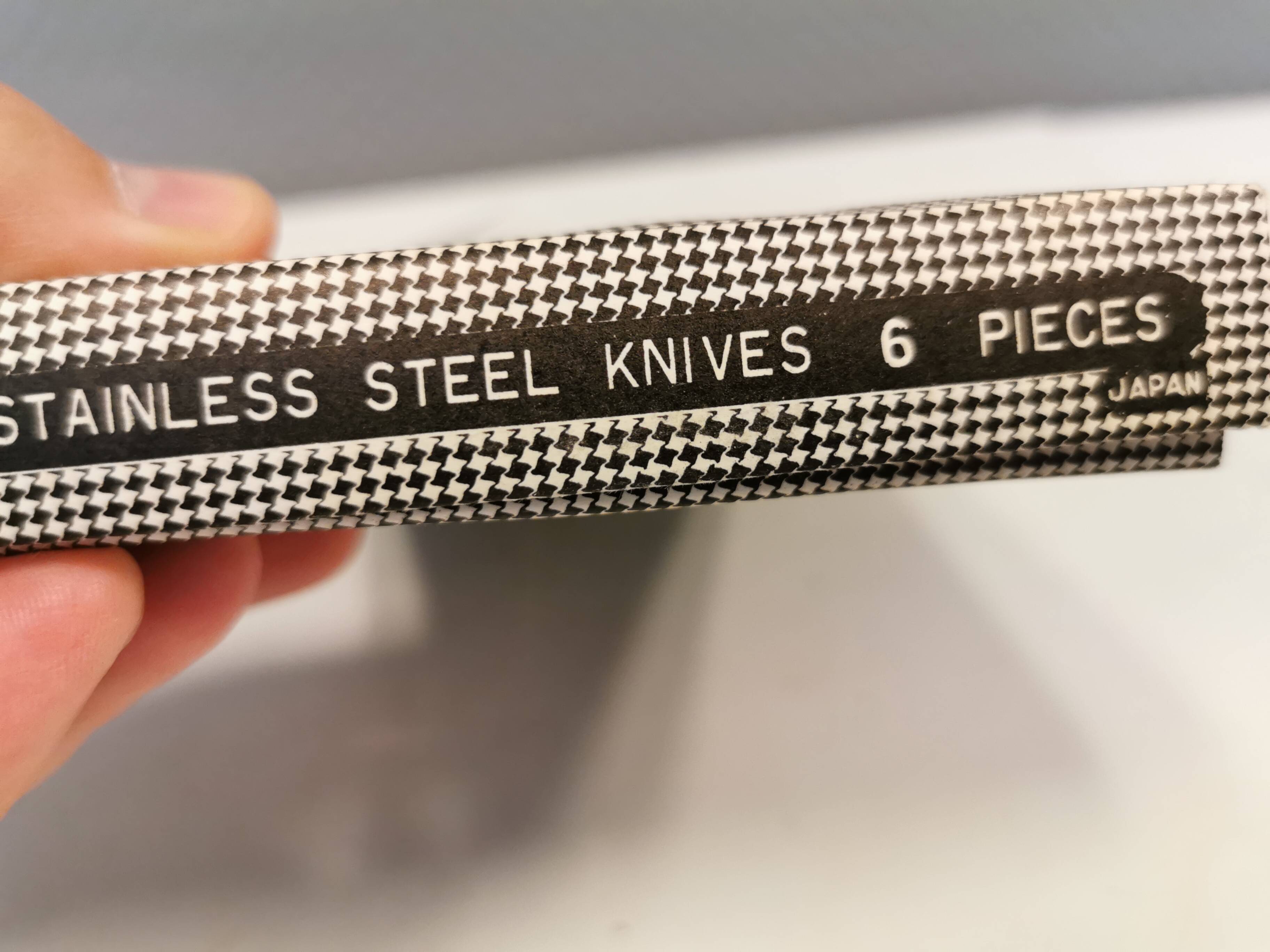 Six delicious stainless steel steak knives with bone handles, from Japan