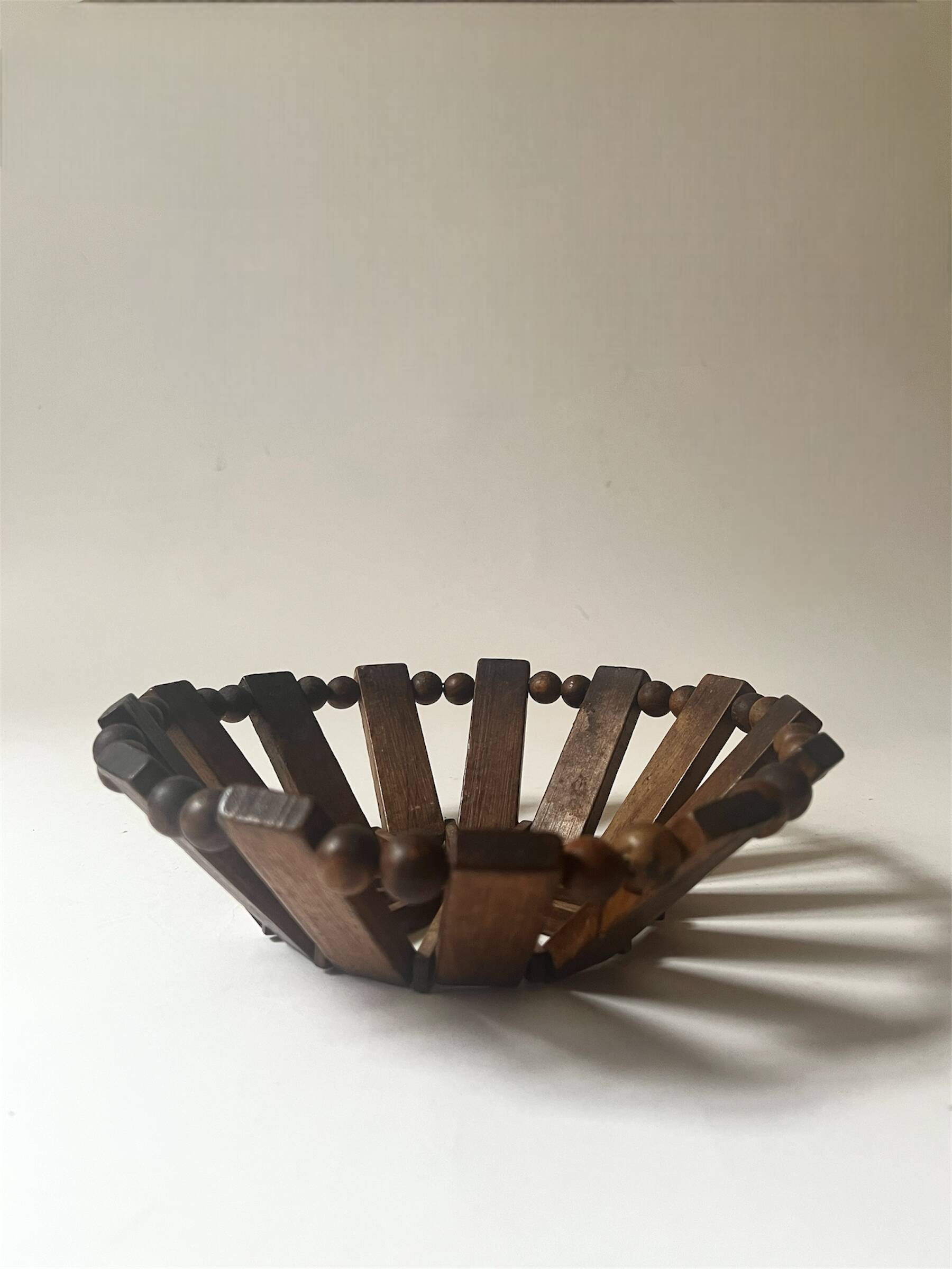 Turned wooden fruit basket/bowl, France 1970