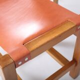 Set of 6 chairs in elm and leather Maison Regain edition