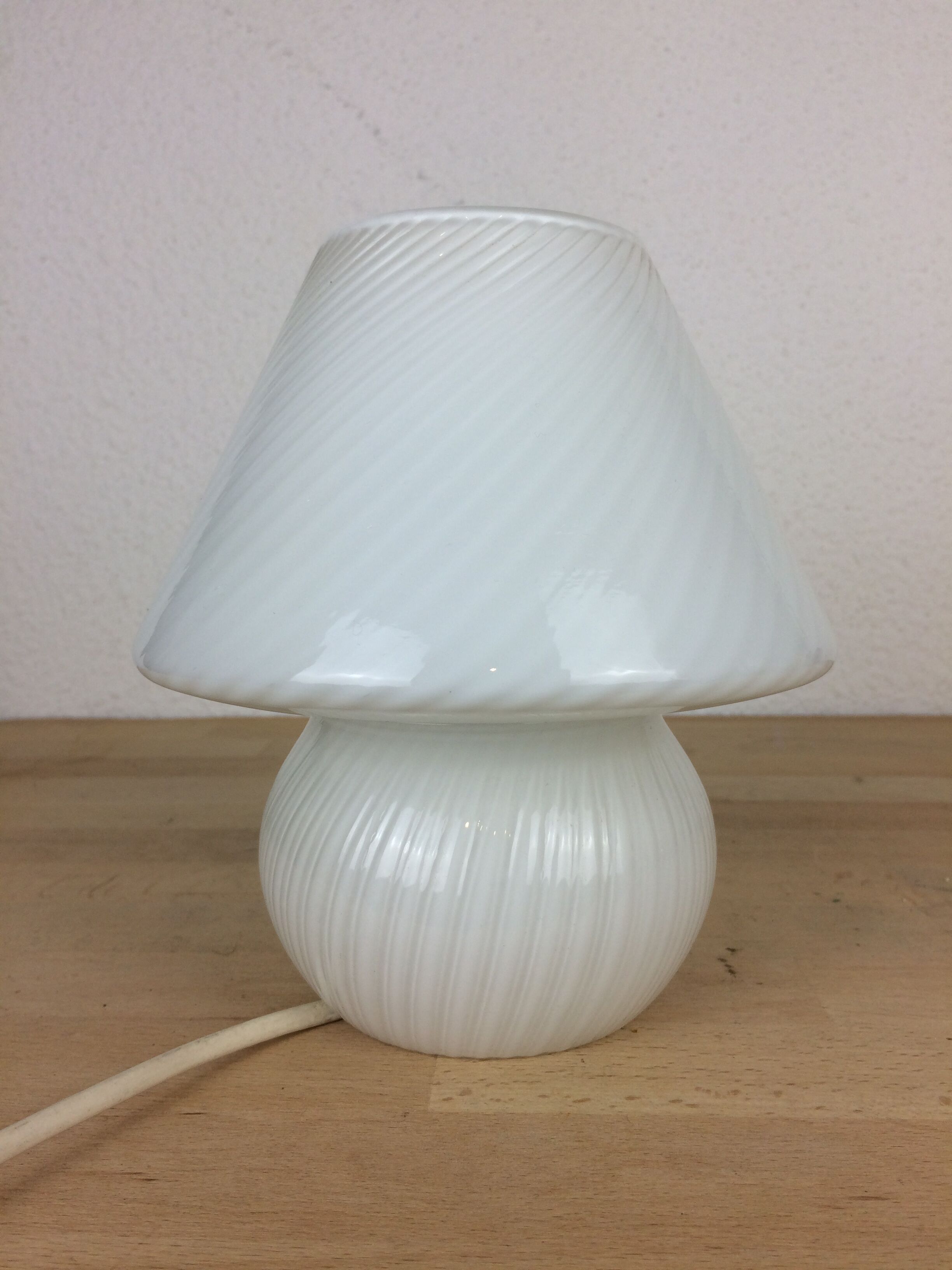Mushroom lamp white glass Murano