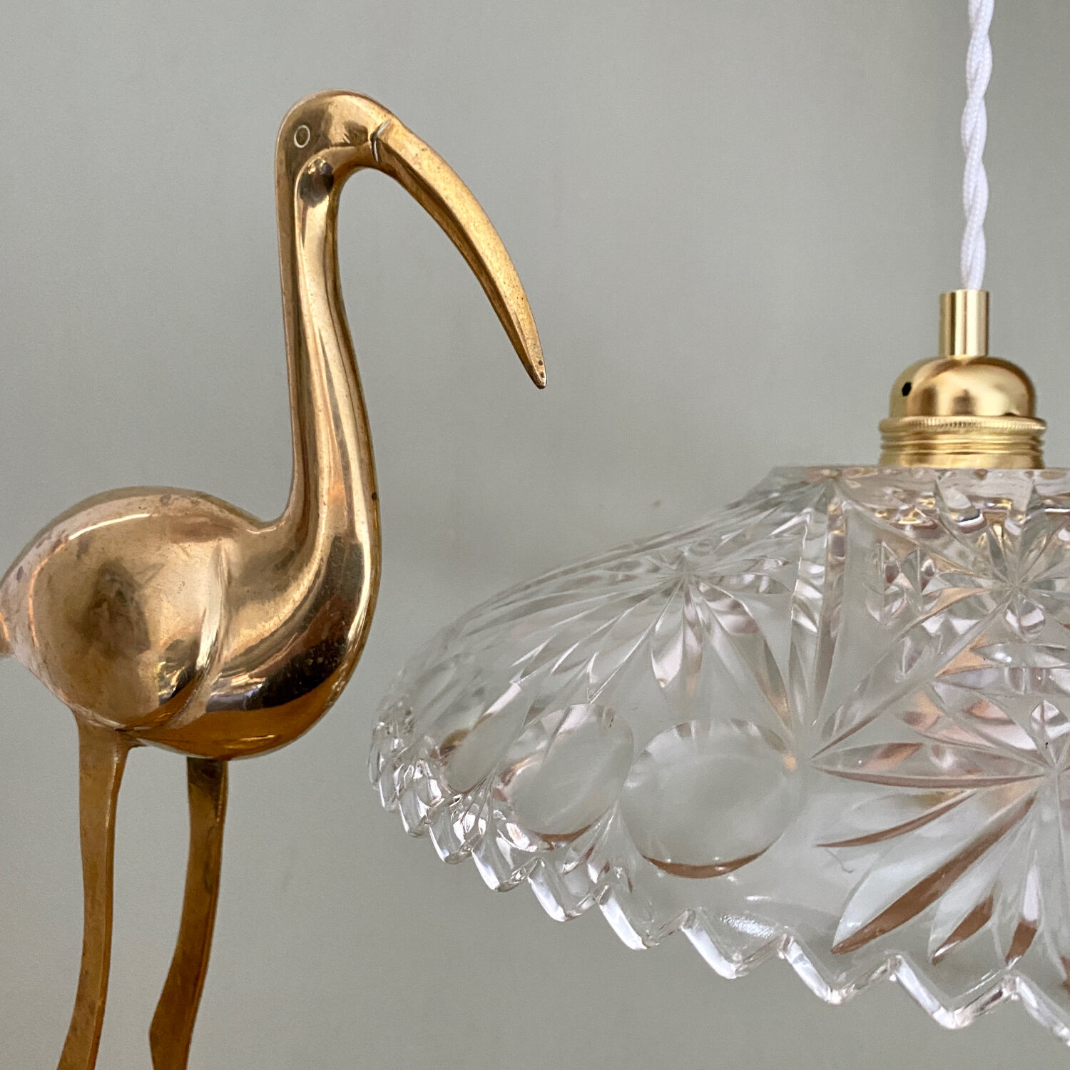 Vintage glass lampshade pendant light - tableware collection -