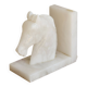 Vintage white stone marble effect bookend horse