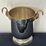 Champagne bucket with swans, in silver and gold metal, attributed to Christofle, 1940/1950