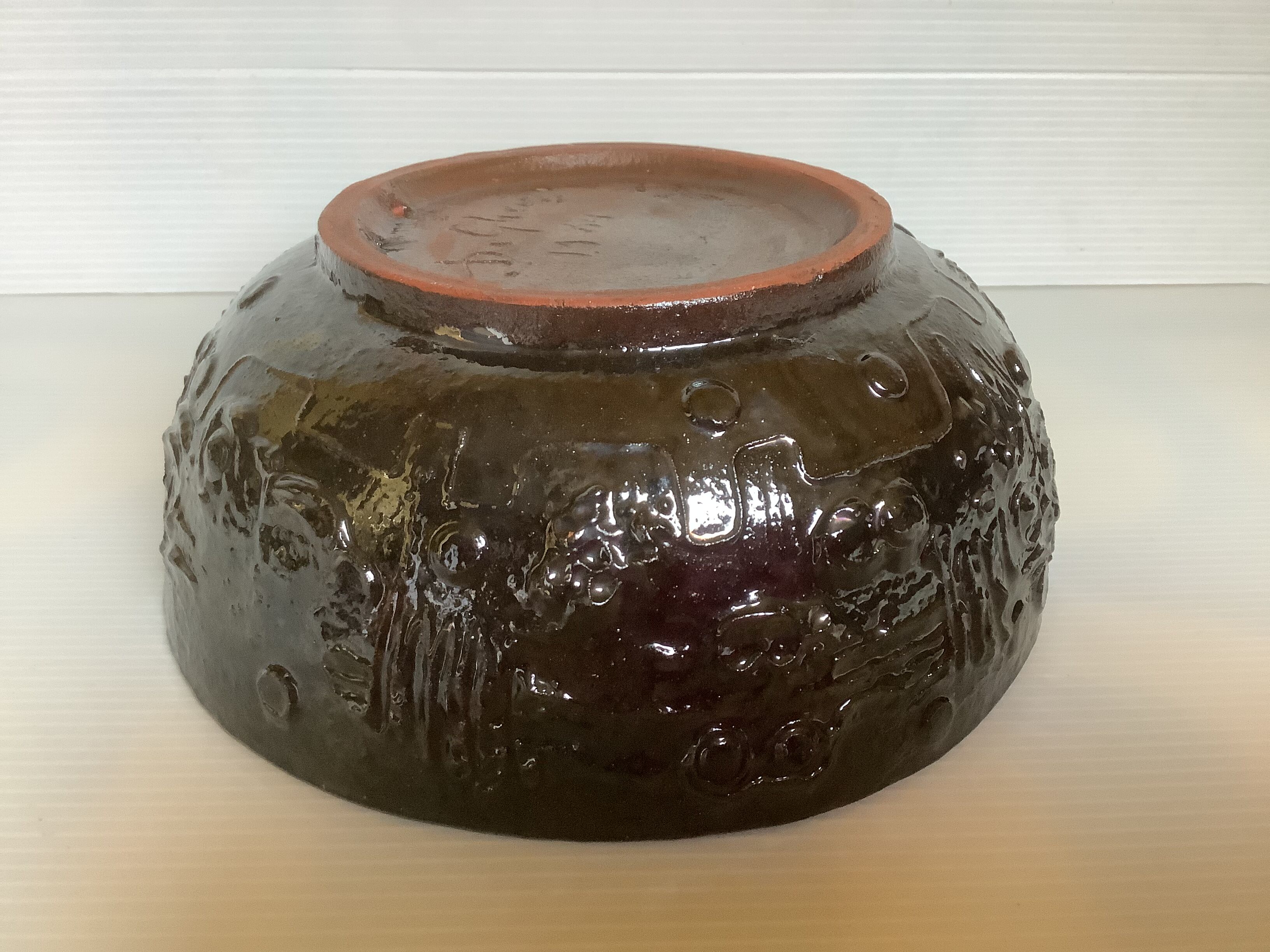 Empty raku ceramic pocket signed De Gheus