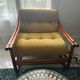 Magnificent velvet fabric rattan armchair - vintage