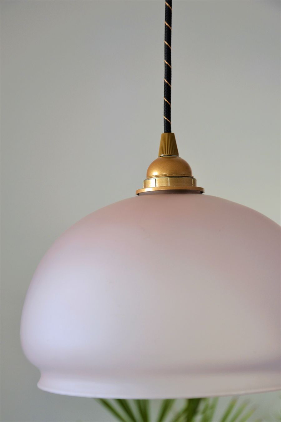 Pink frosted glass globe hanging