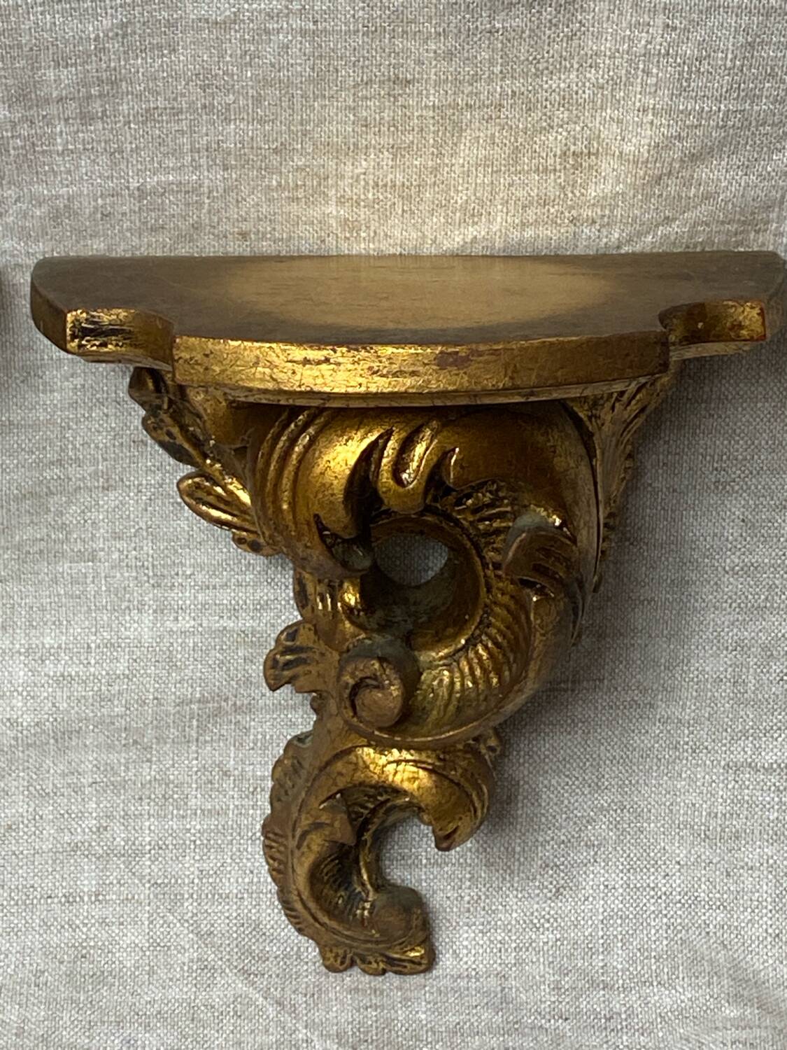Pair of gilded wood wall consoles