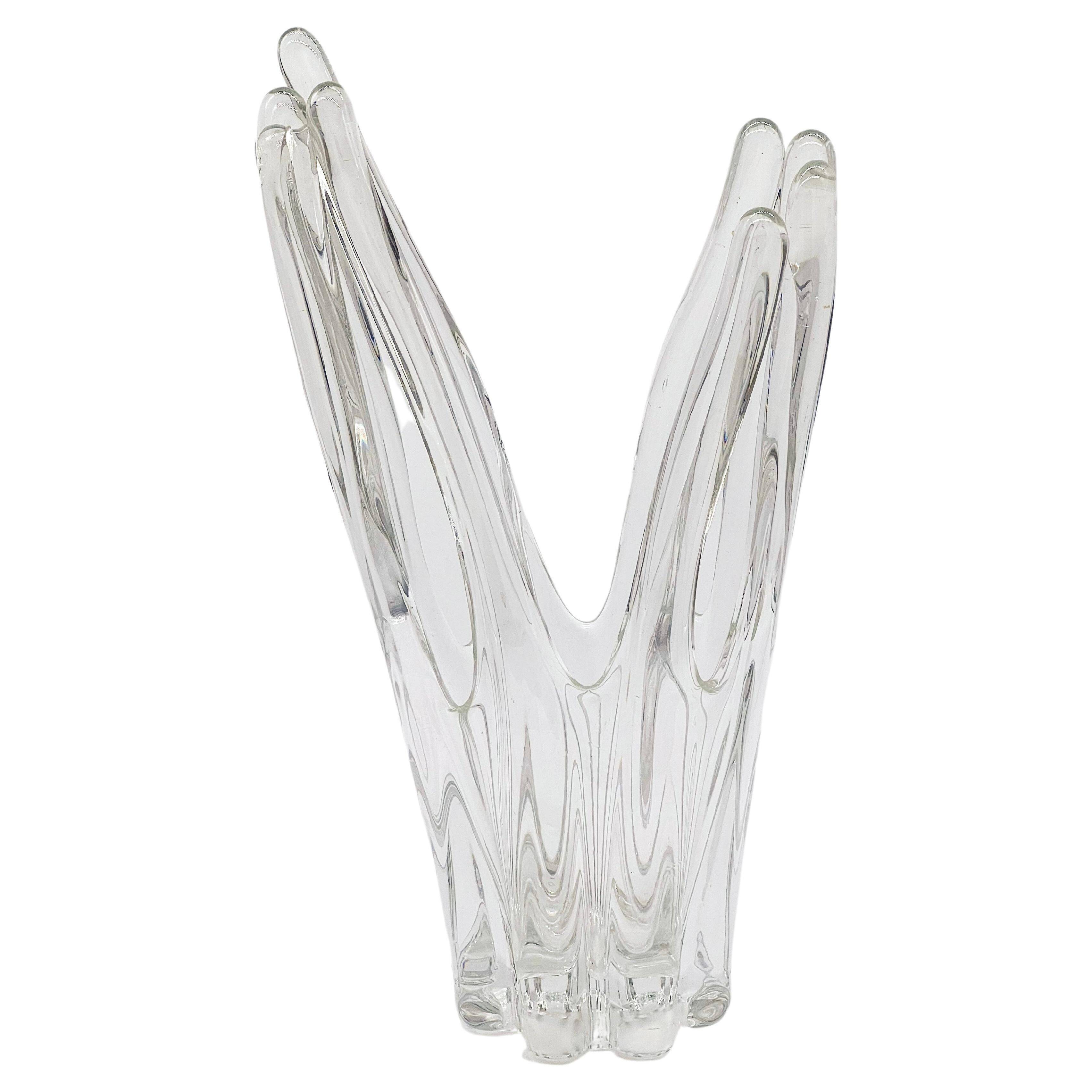 Vase de Murano - Sculpture en verre clair - Soufflé à la main