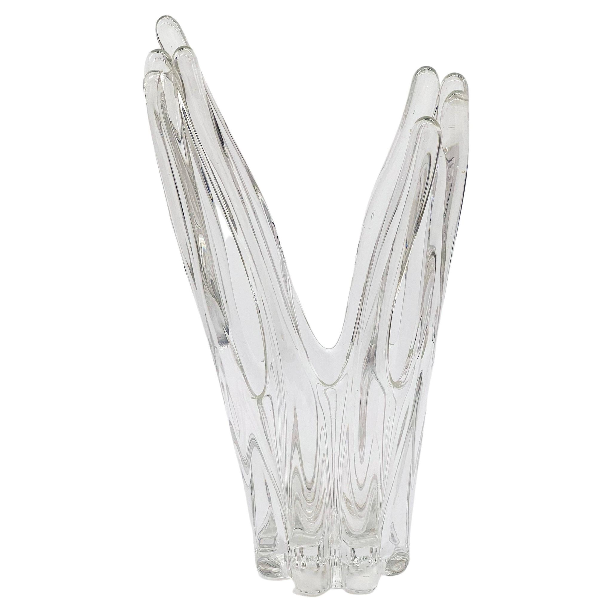 Vase de Murano - Sculpture en verre clair - Soufflé à la main