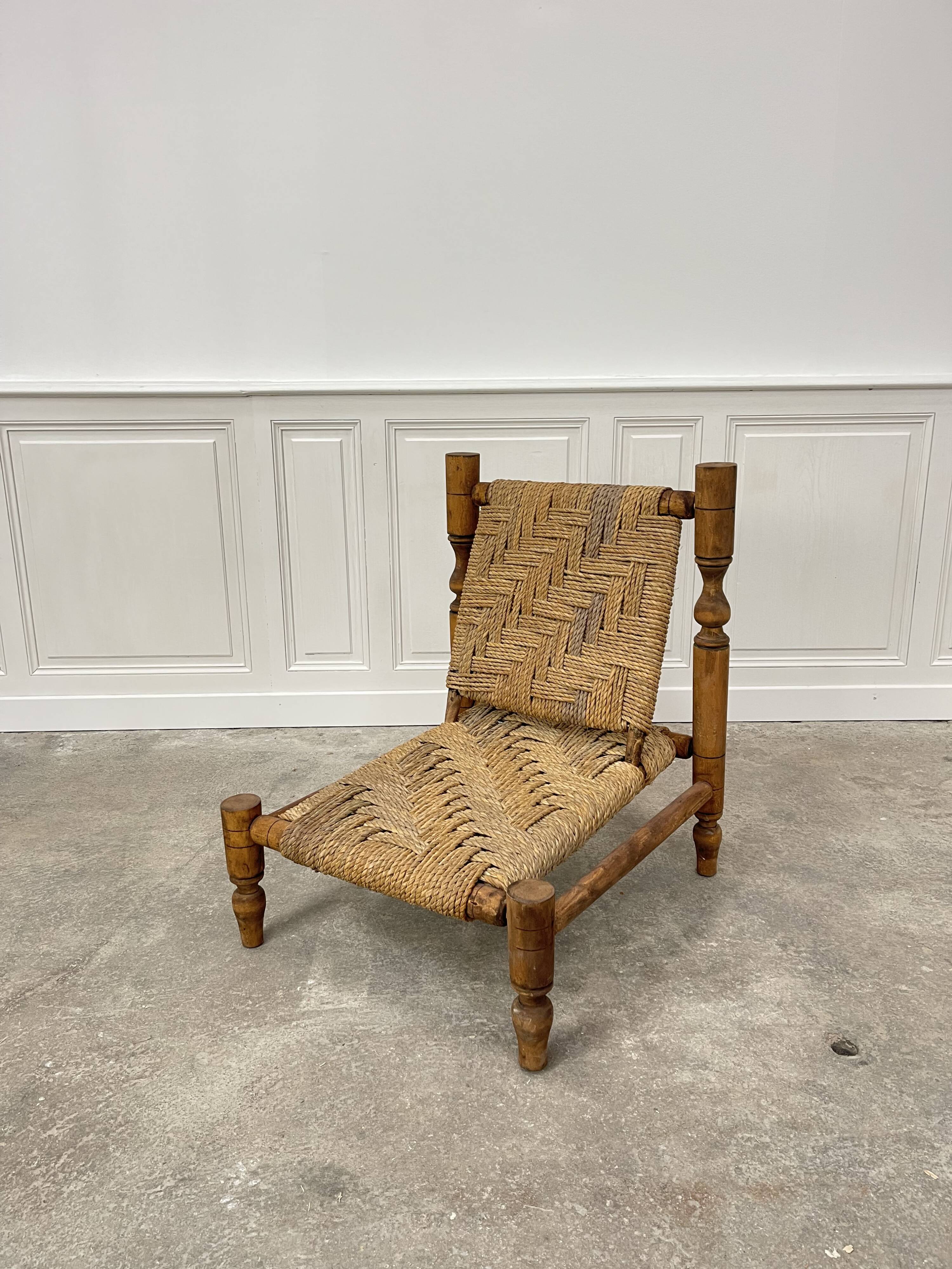 Rope and beech armchair