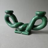 woven ceramic candlestick, slip, 1970s, Vallauris