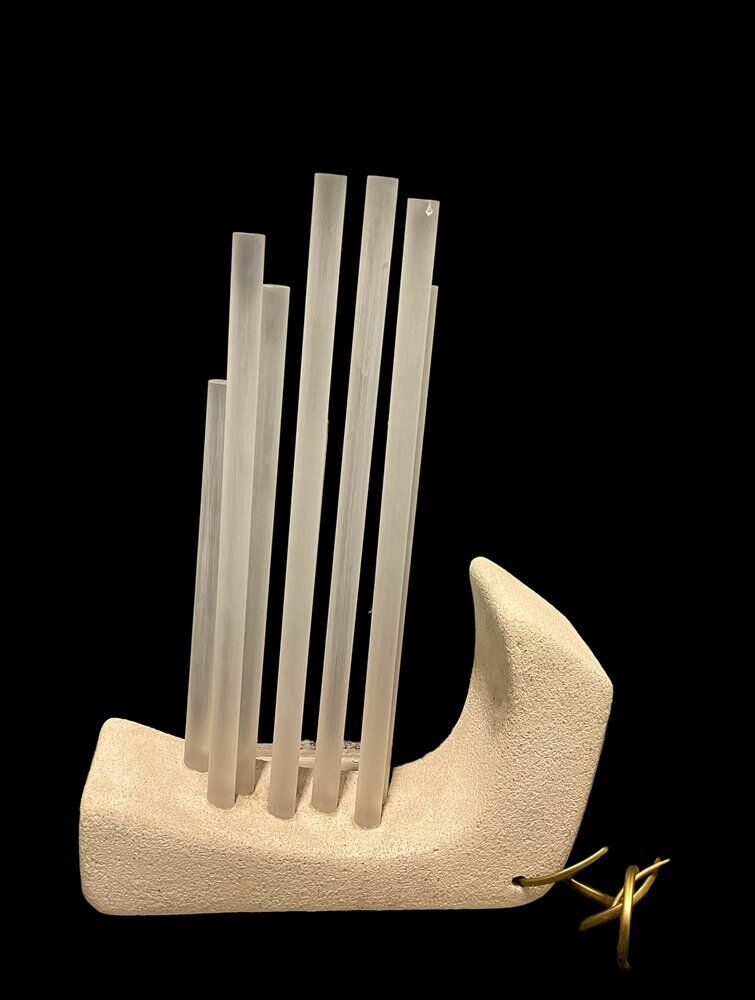 Acrylic Stone Table Lamp, 1980s