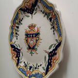Malicorne earthenware plate with Rouen Beatrix Pouplard coat of arms