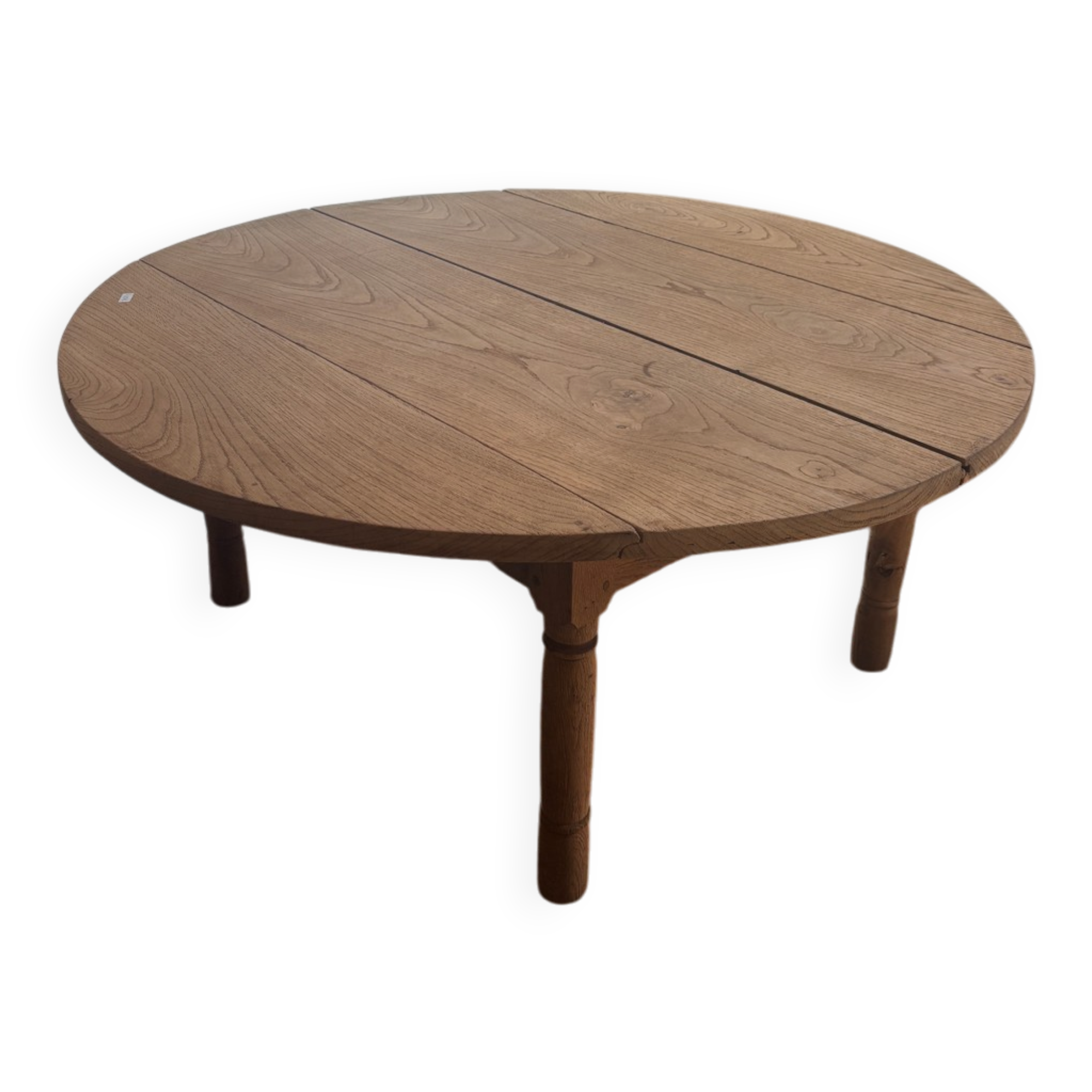 Table basse ronde aerogommée en chêne massif