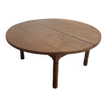Table basse ronde aerogommée en chêne massif