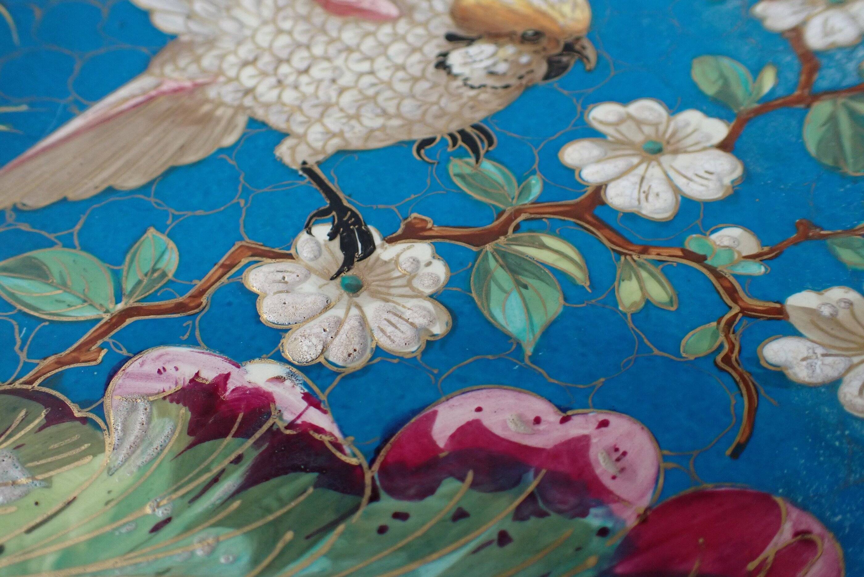 Exotic bird plate late 19th century - B & Cie Creil & Montereau