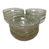 Neuf coupelles verre givré anciennes
